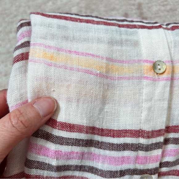 St Tropez West Linen Button-Up Tunic Blouse Top Roll Tab Sleeves XL Resortwear - Picture 13 of 15